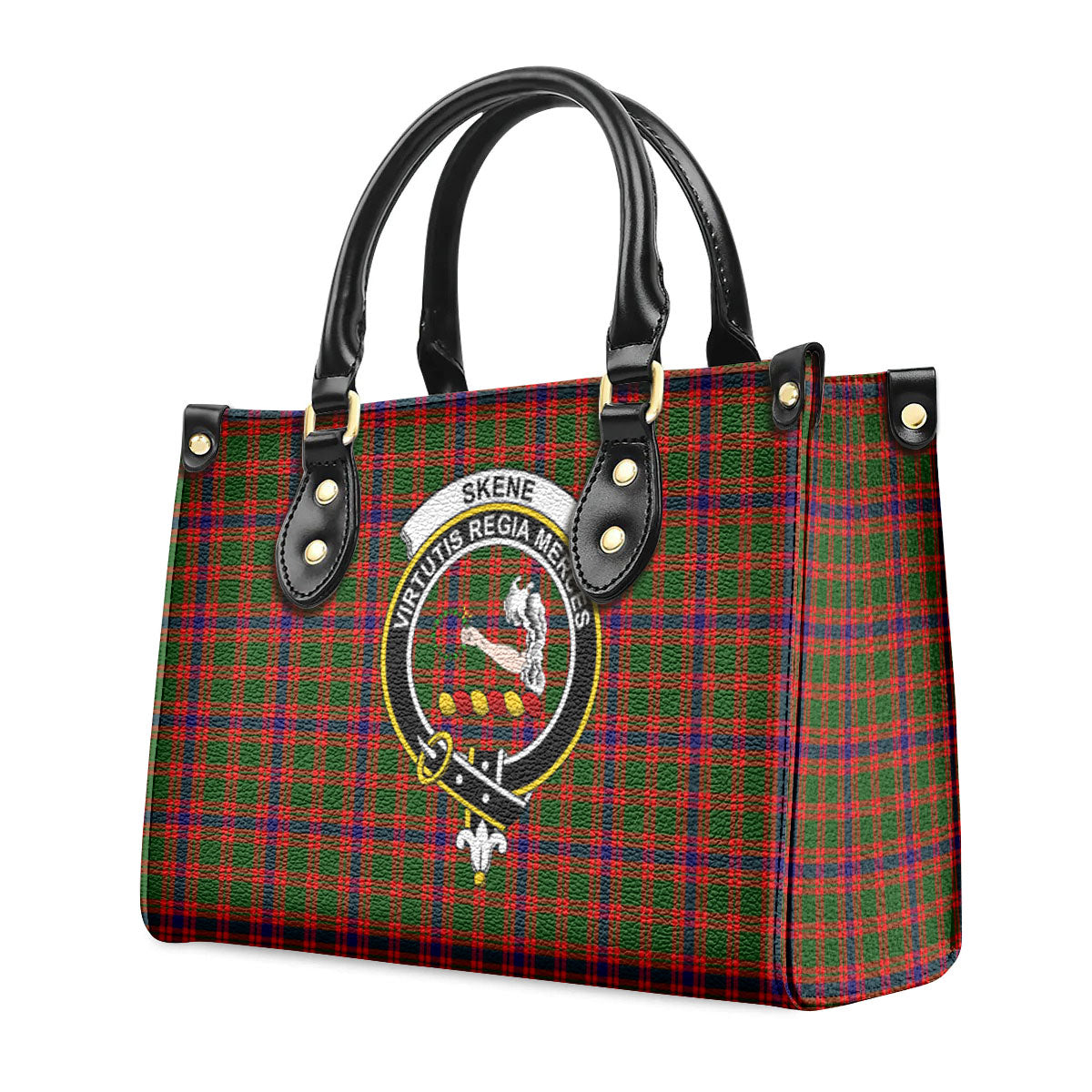 Skene Modern Tartan Crest Leather Handbag