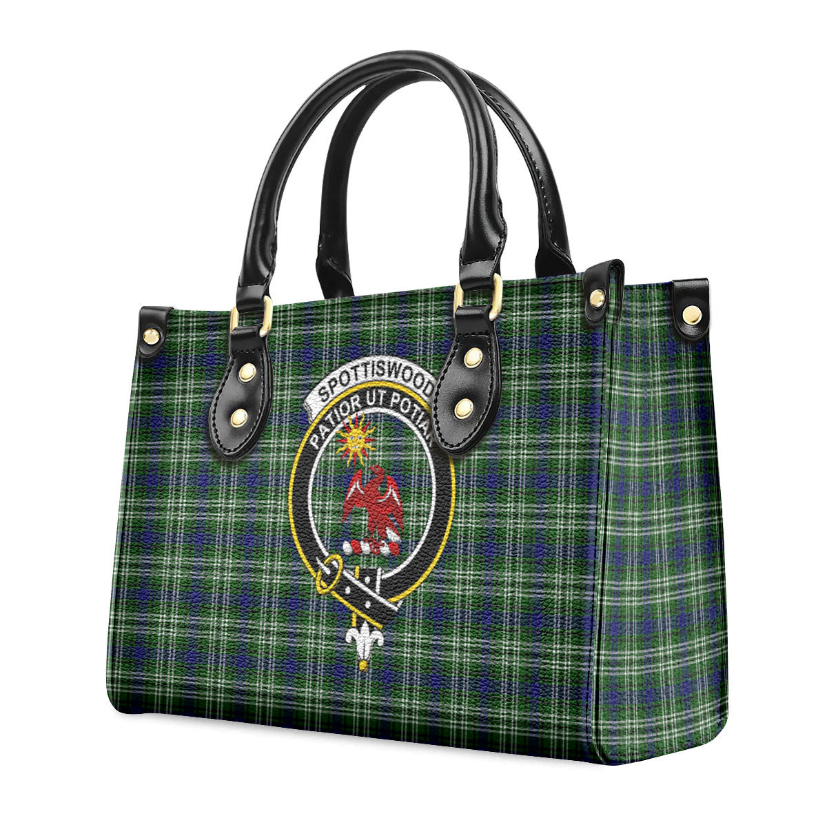 Spottiswood Tartan Crest Leather Handbag