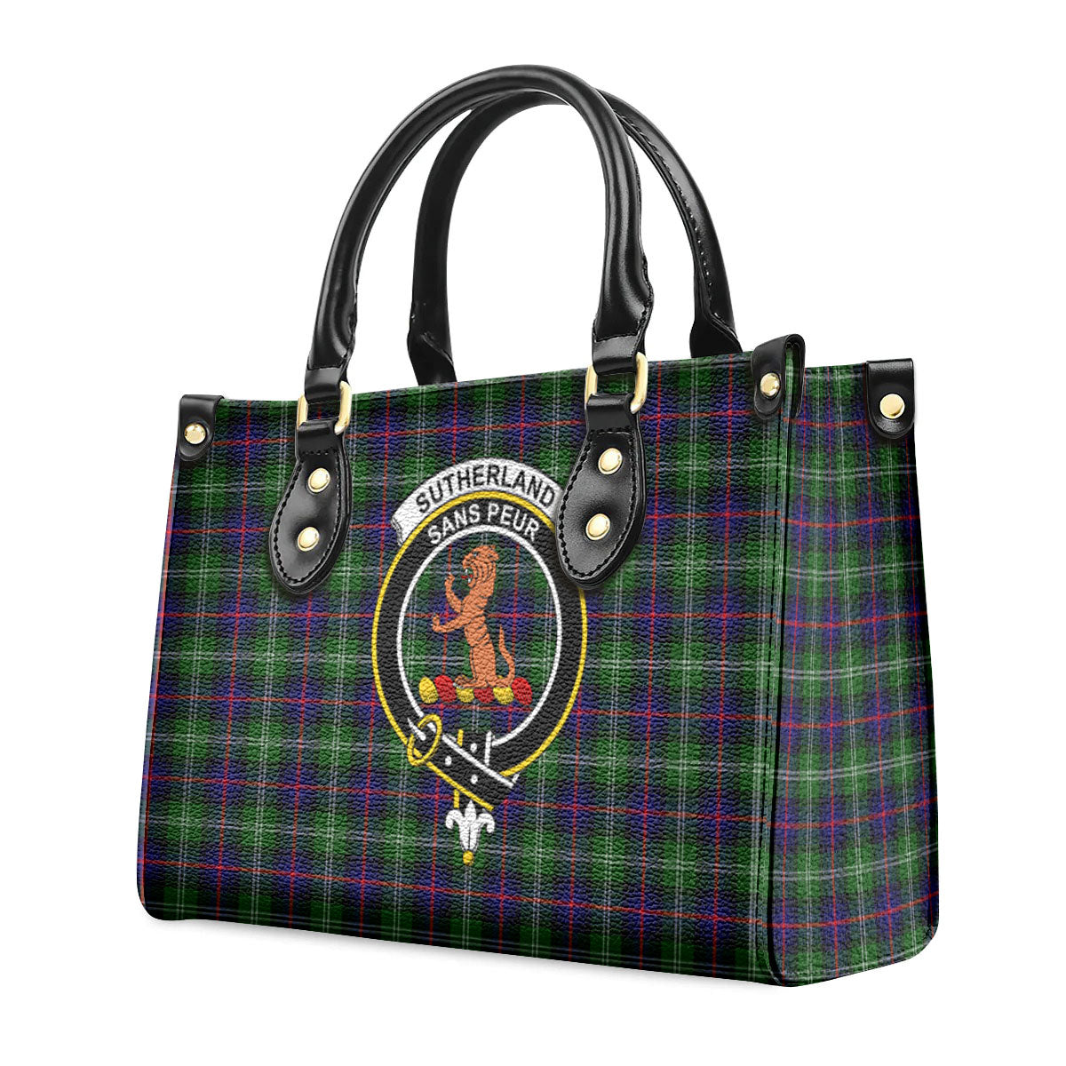 Sutherland Modern Tartan Crest Leather Handbag