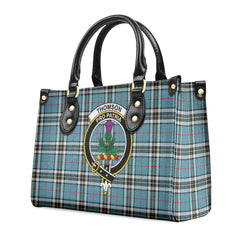 Thomson Blue Tartan Crest Leather Handbag