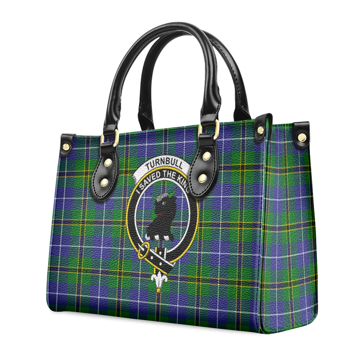 Turnbull Hunting Tartan Crest Leather Handbag