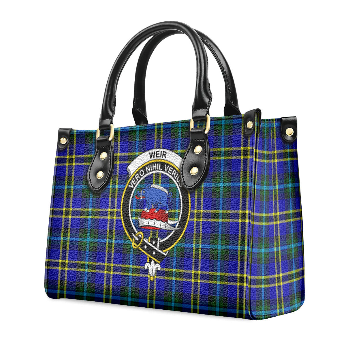 Weir Modern Tartan Crest Leather Handbag