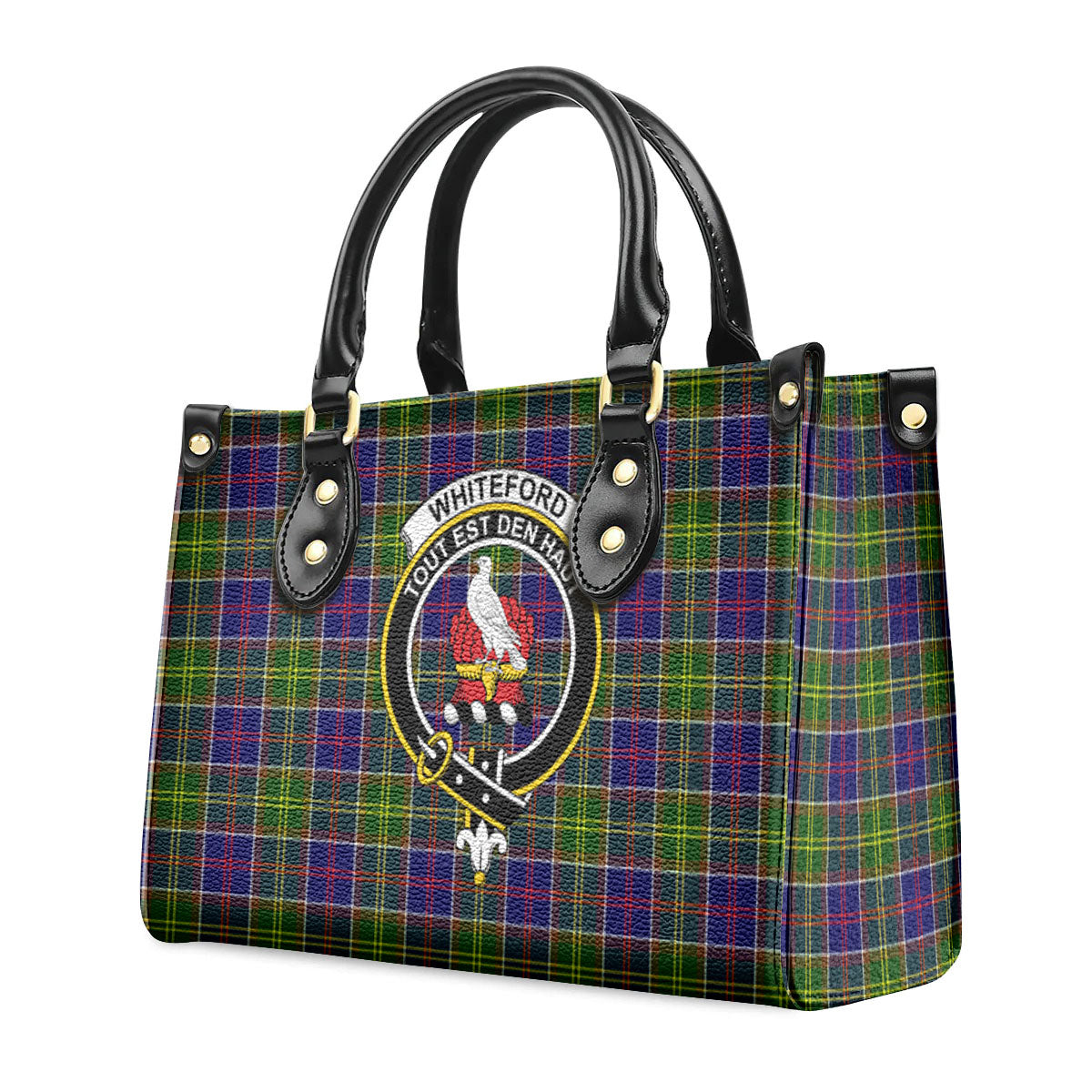 Whiteford Tartan Crest Leather Handbag