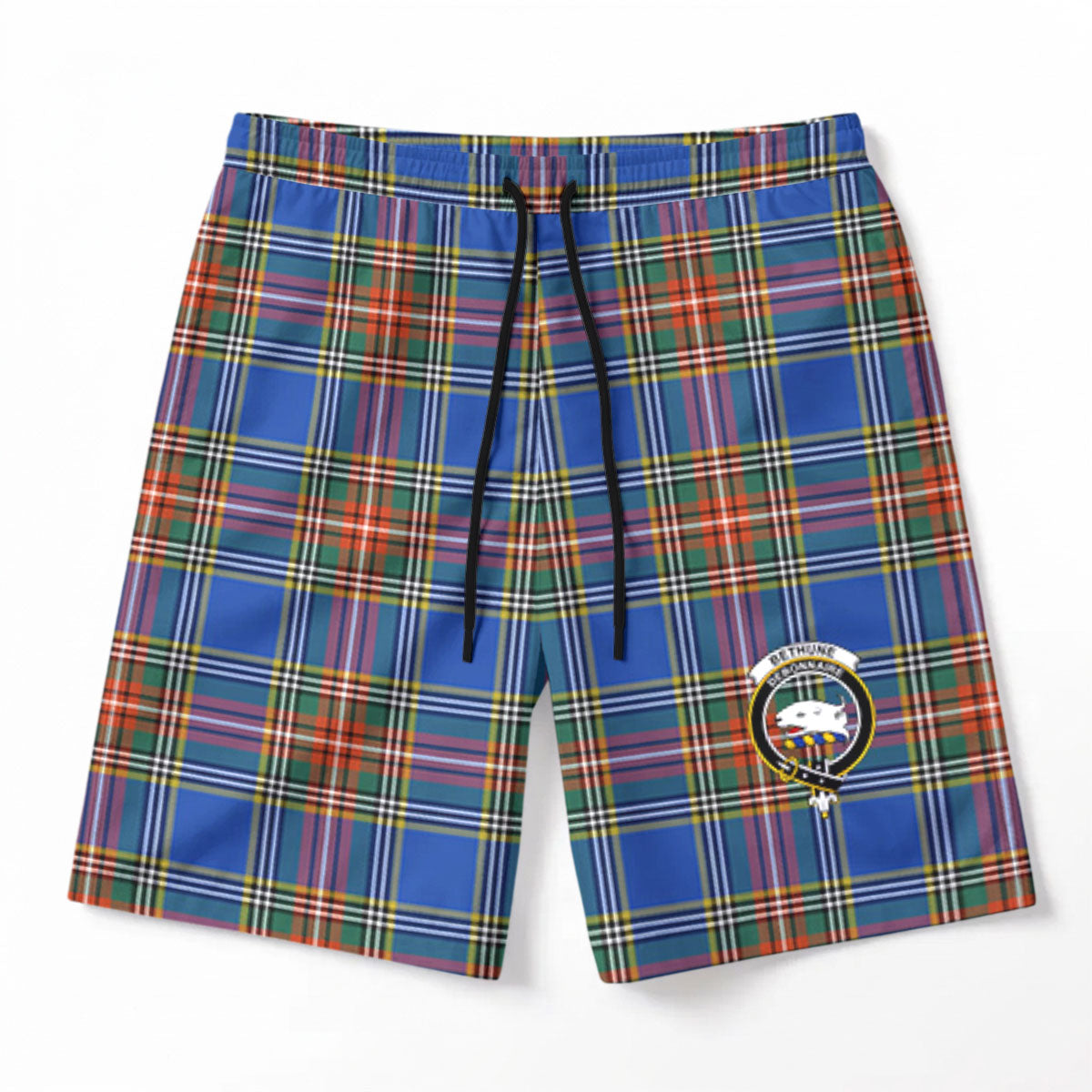 Bethune Ancient Tartan Crest Men's Beach Shorts