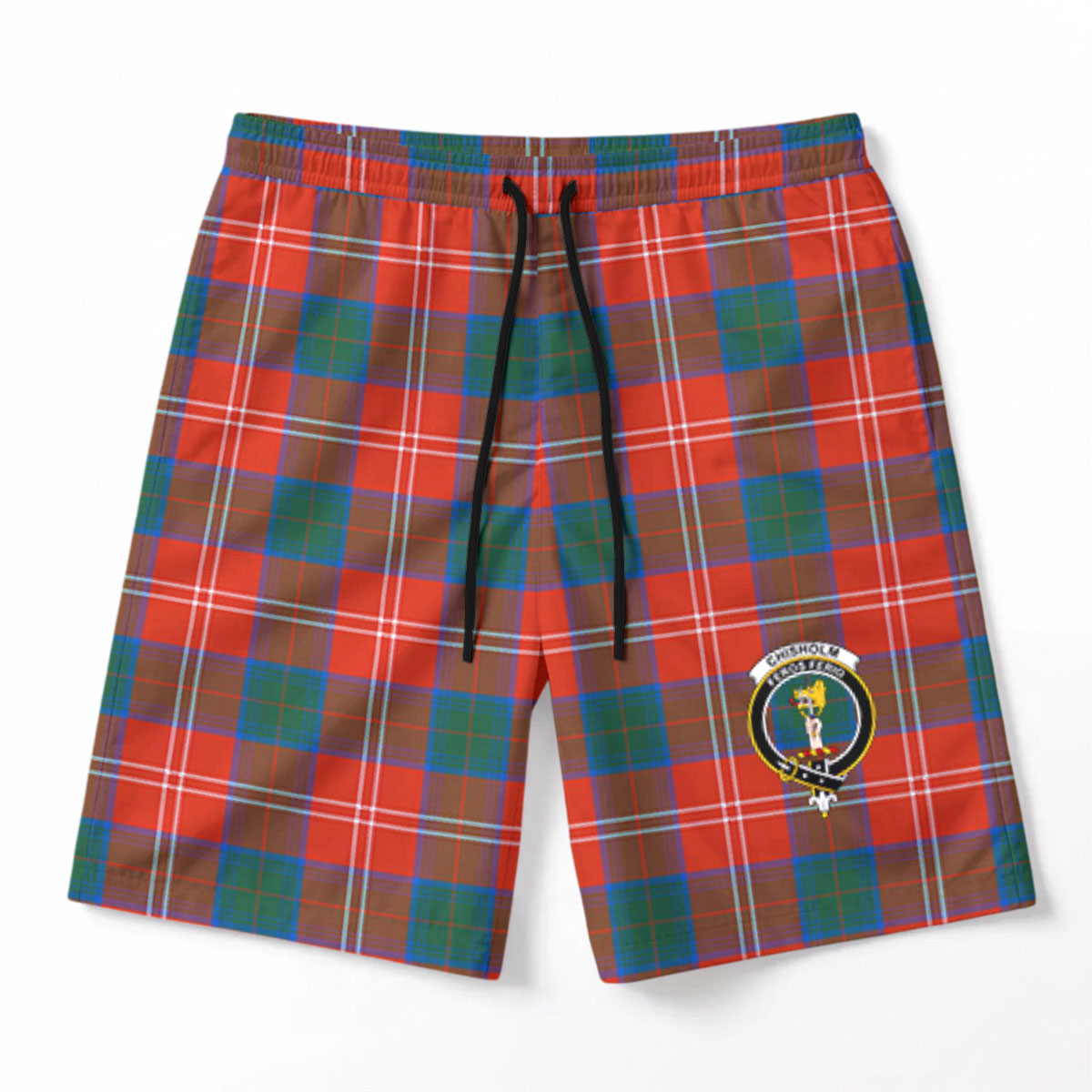 Chisholm Ancient Tartan Crest Men's Beach Shorts