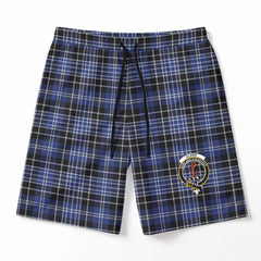 Clark Modern Tartan Crest Men's Beach Shorts