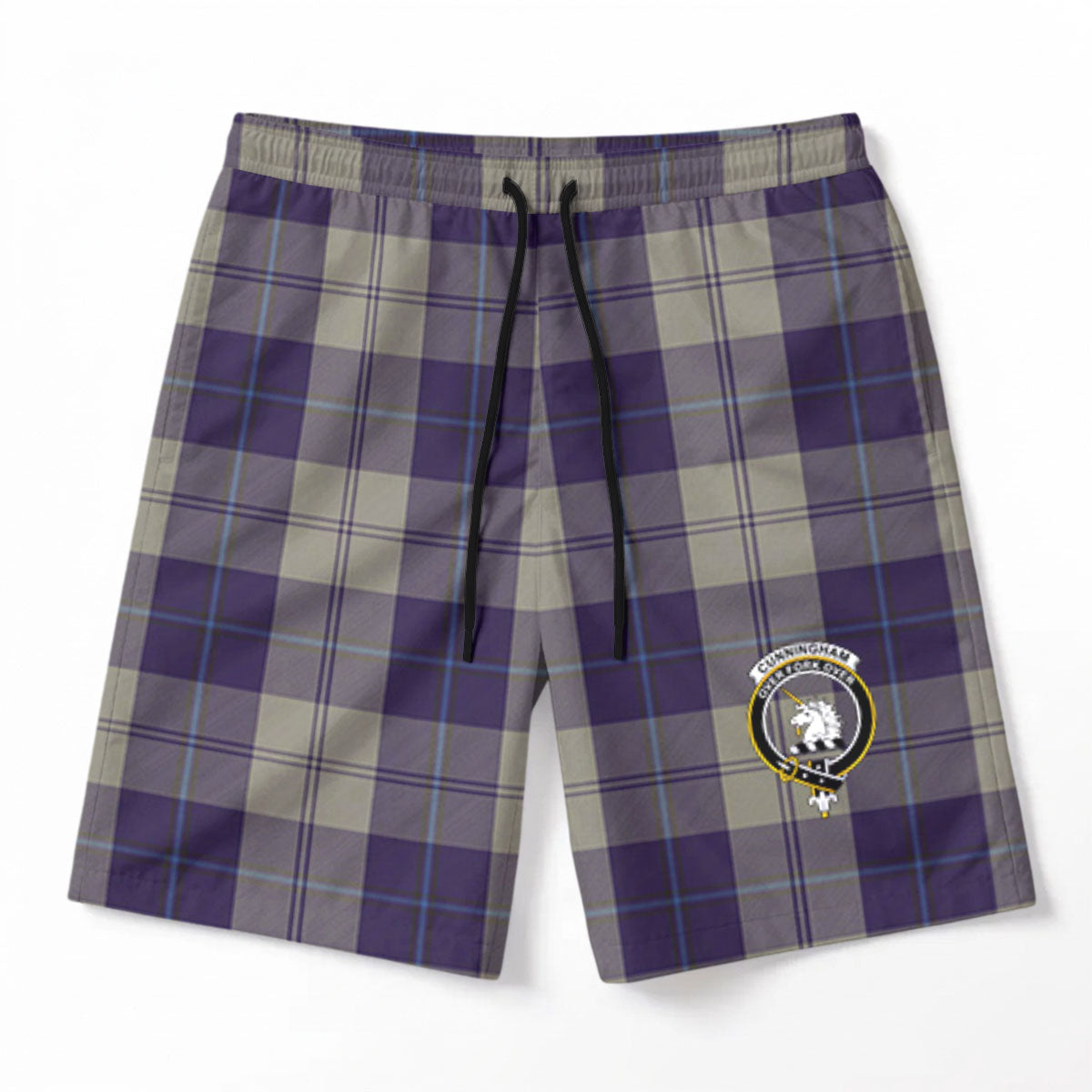 Cunningham Dress Blue Dancers Tartan Crest Men's Beach Shorts