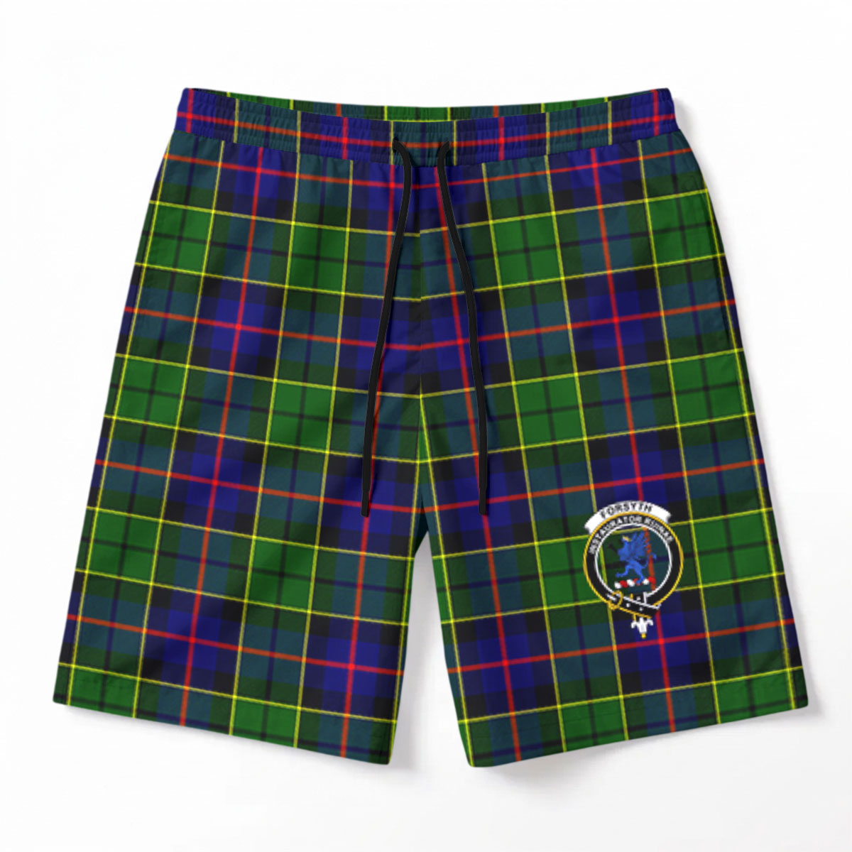 Forsyth Modern Tartan Crest Men's Beach Shorts