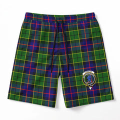 Forsyth Modern Tartan Crest Men's Beach Shorts