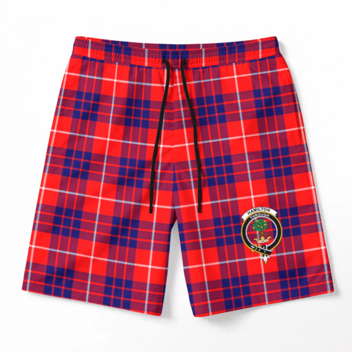 Hamilton Modern Tartan Crest Men's Beach Shorts