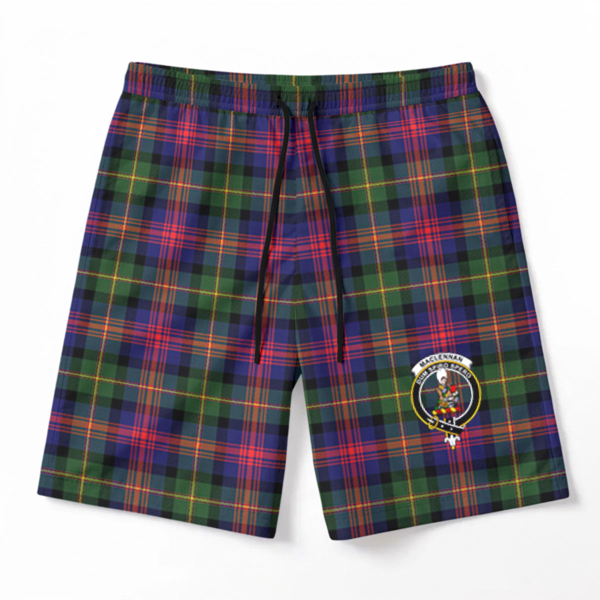 MacLennan Modern Tartan Crest Men's Beach Shorts