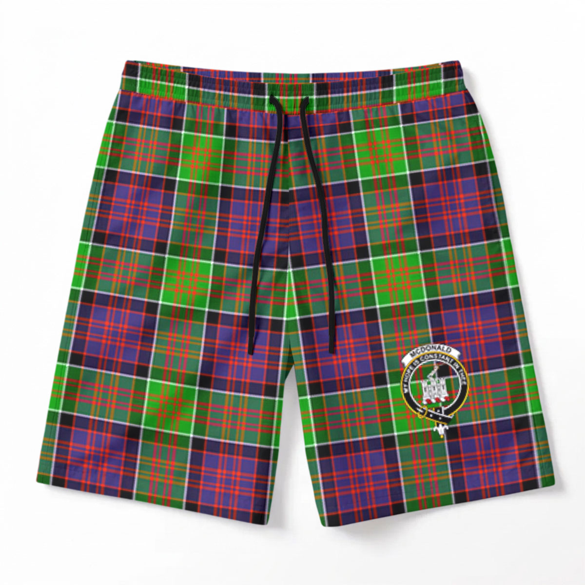 McDonald (Clan Ranald) Tartan Crest Men's Beach Shorts