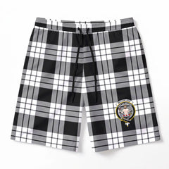 McFarlane Black - White Tartan Crest Men's Beach Shorts