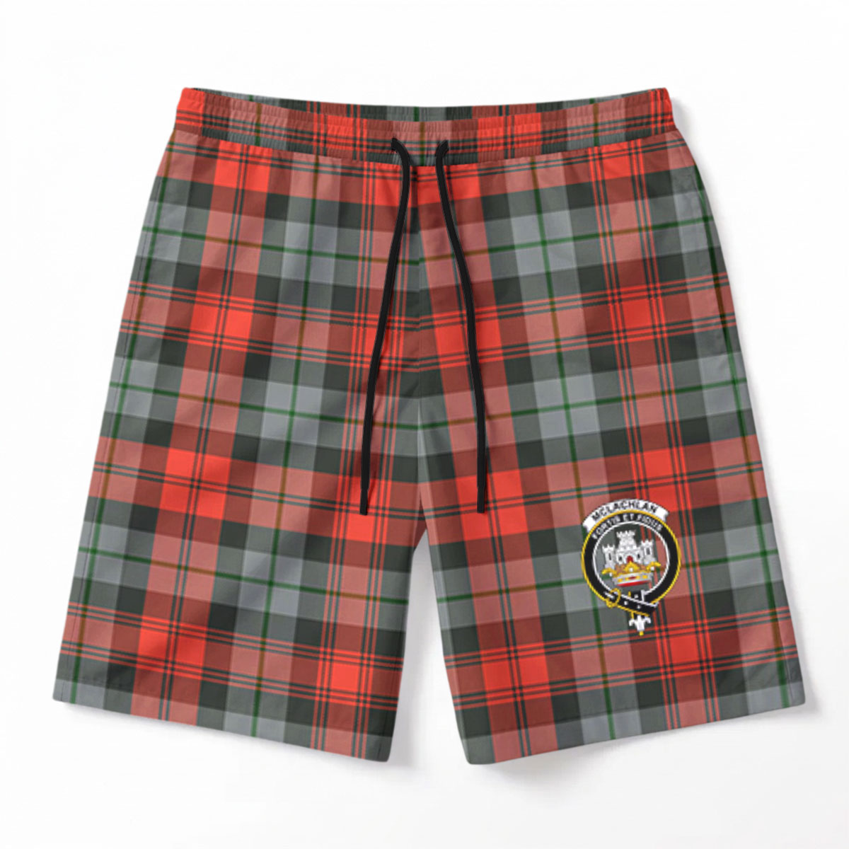 McLachlan Weathered Tartan Crest Men's Beach Shorts