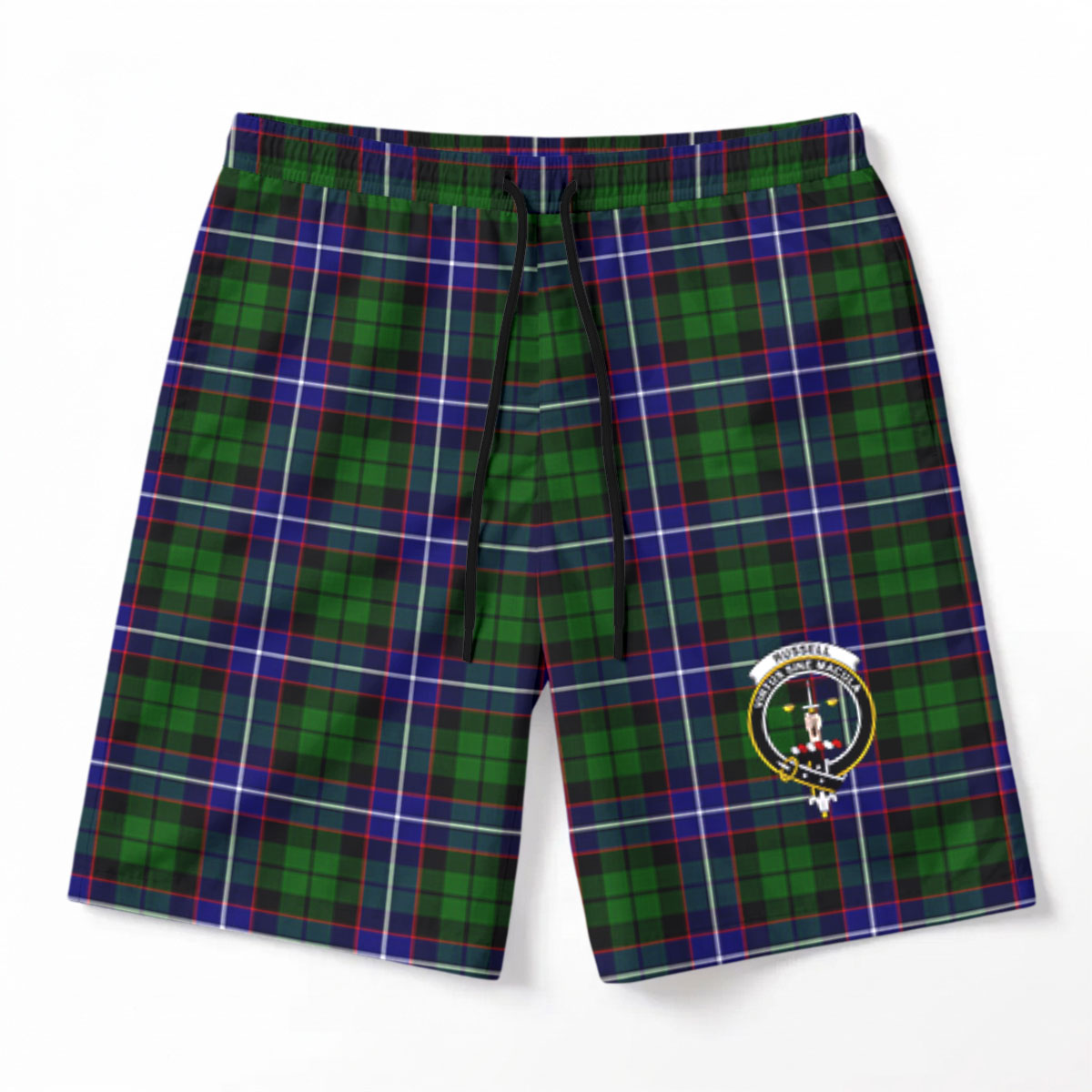 Russell Modern Tartan Crest Men's Beach Shorts