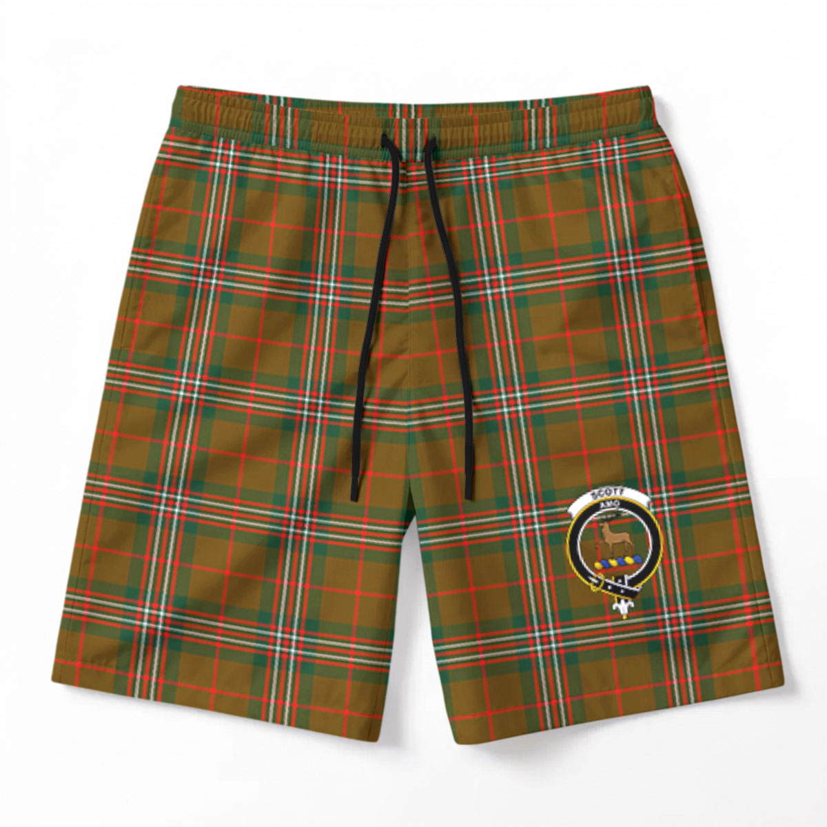 Scott Brown Modern Tartan Crest Men's Beach Shorts