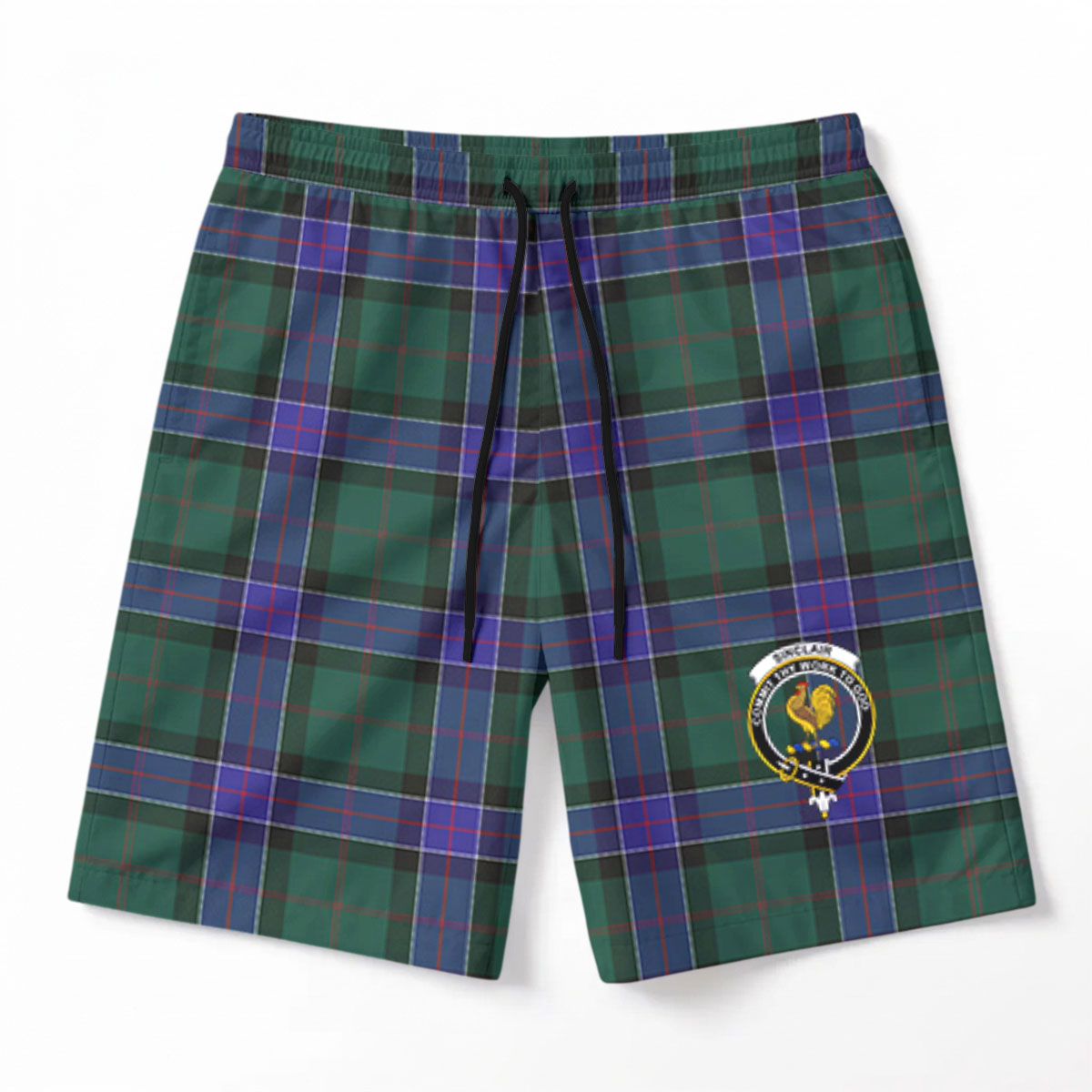 Sinclair Hunting Modern Tartan Crest Men's Beach Shorts
