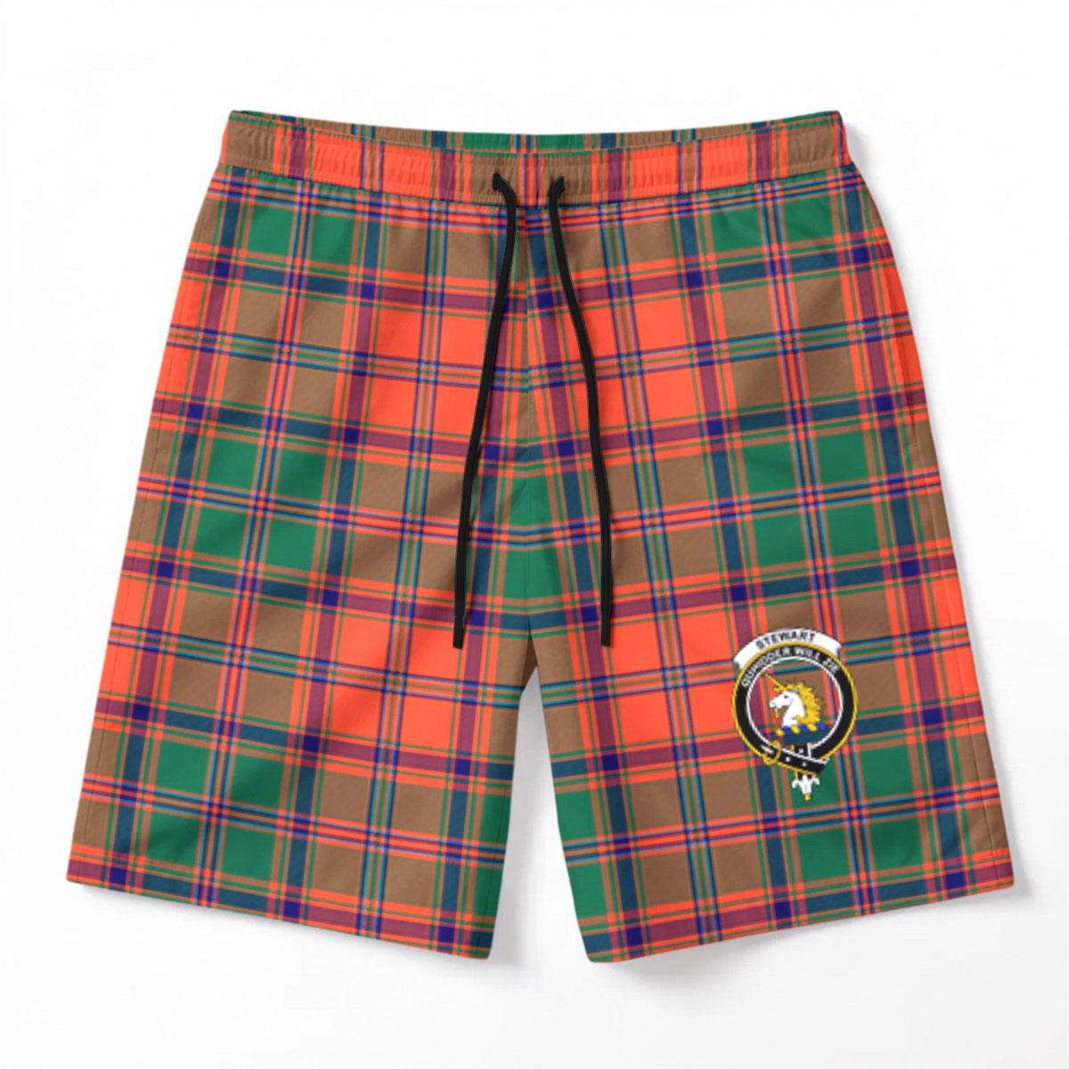 Stewart of Appin Ancient Tartan Crest Men's Beach Shorts