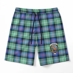 Sutherland Old Ancient Tartan Crest Men's Beach Shorts