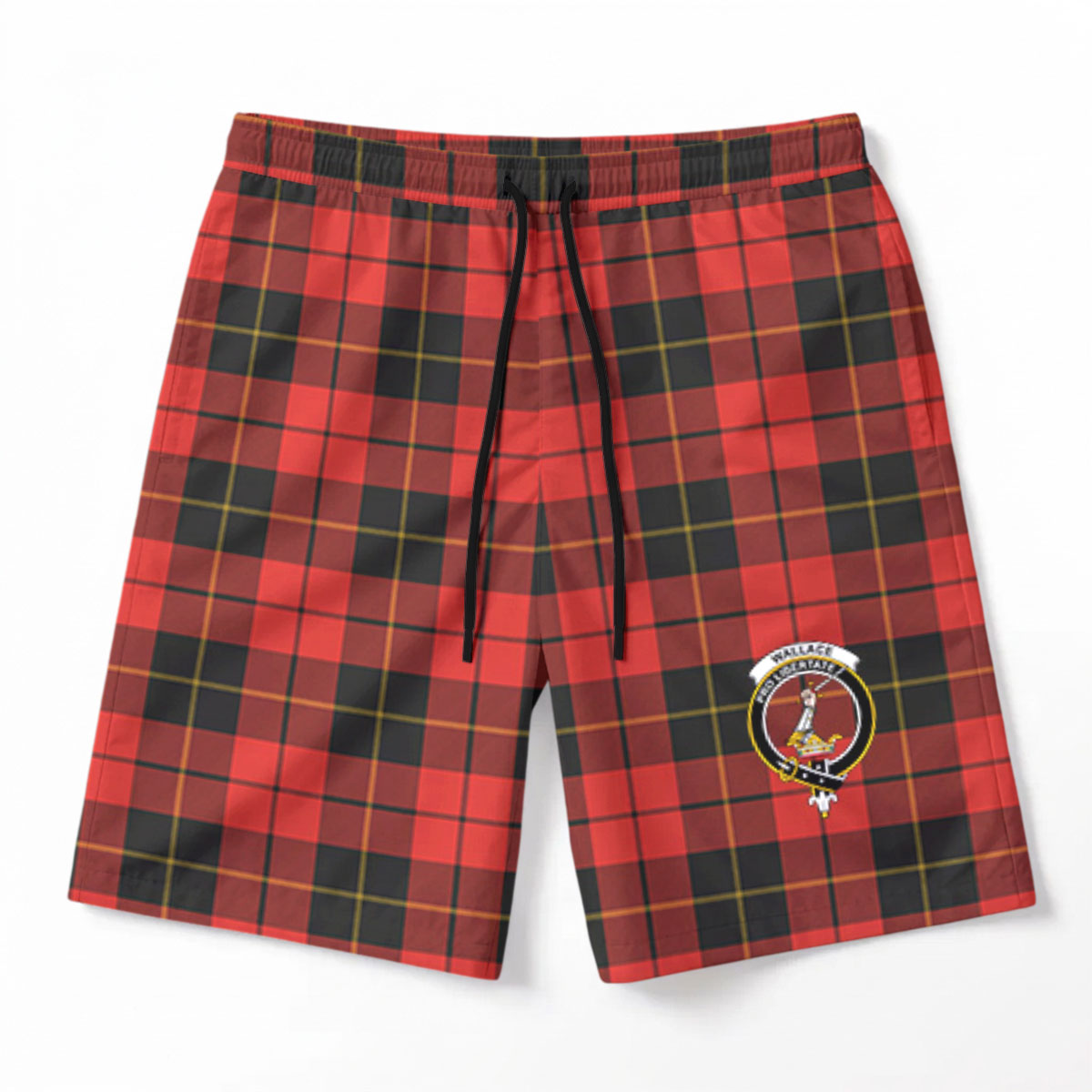 Wallace Weathered Tartan Crest Men's Beach Shorts