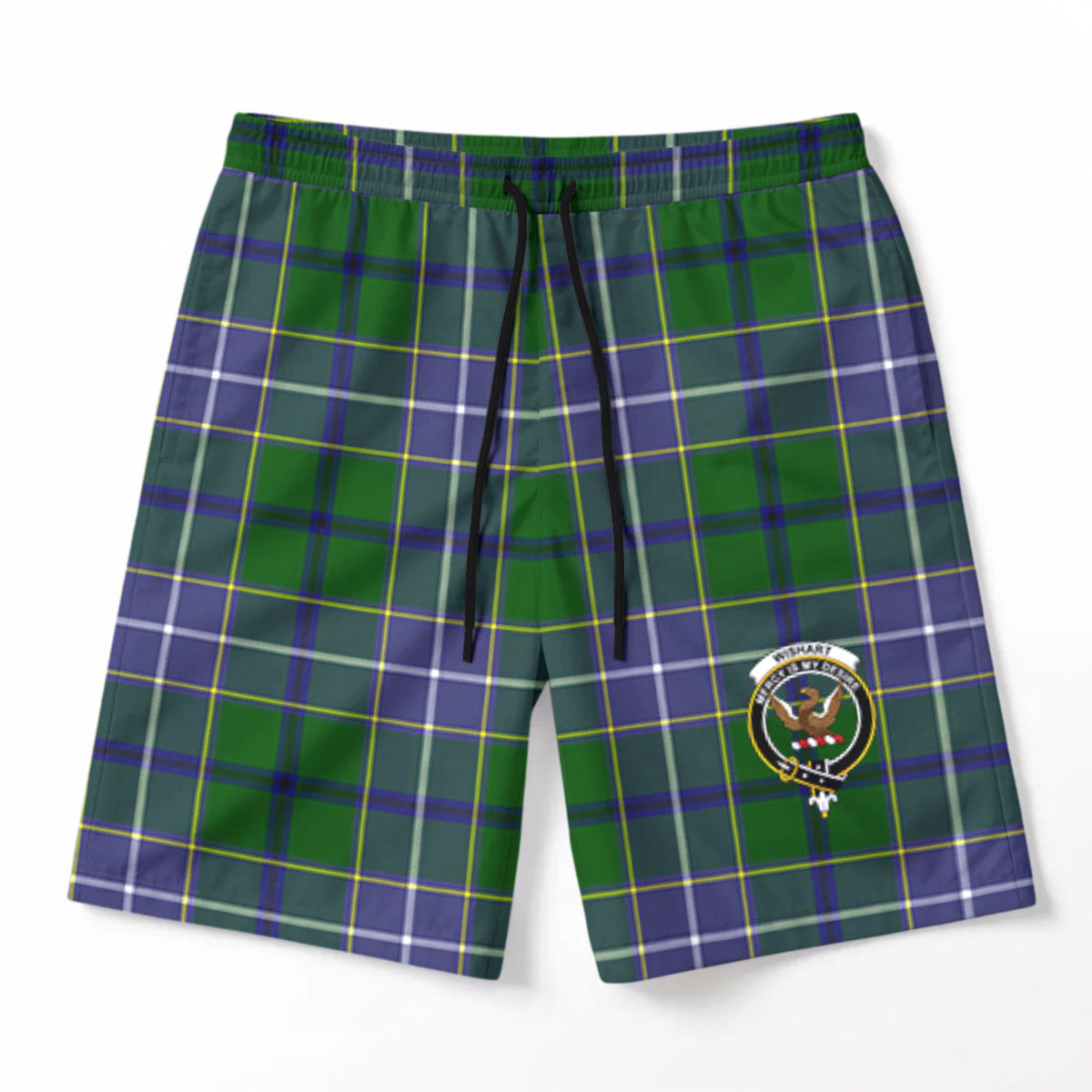 Wishart Hunting Tartan Crest Men's Beach Shorts