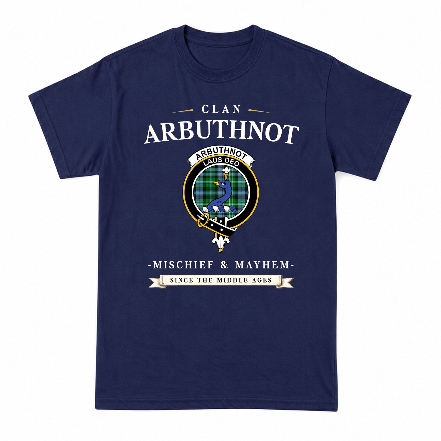 Arbuthnot Ancient Tartan Crest Mischief and Mayhem T-shirt