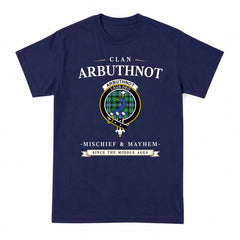 Arbuthnot Ancient Tartan Crest Mischief and Mayhem T-shirt