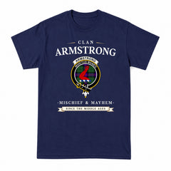 Armstrong Modern Tartan Crest Mischief and Mayhem T-shirt