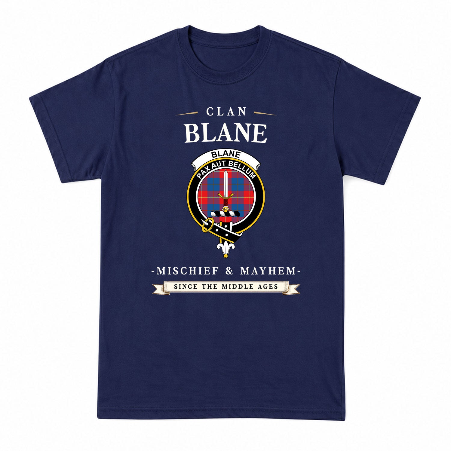 Blane Tartan Crest Mischief and Mayhem T-shirt