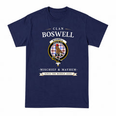 Boswell Modern Tartan Crest Mischief and Mayhem T-shirt
