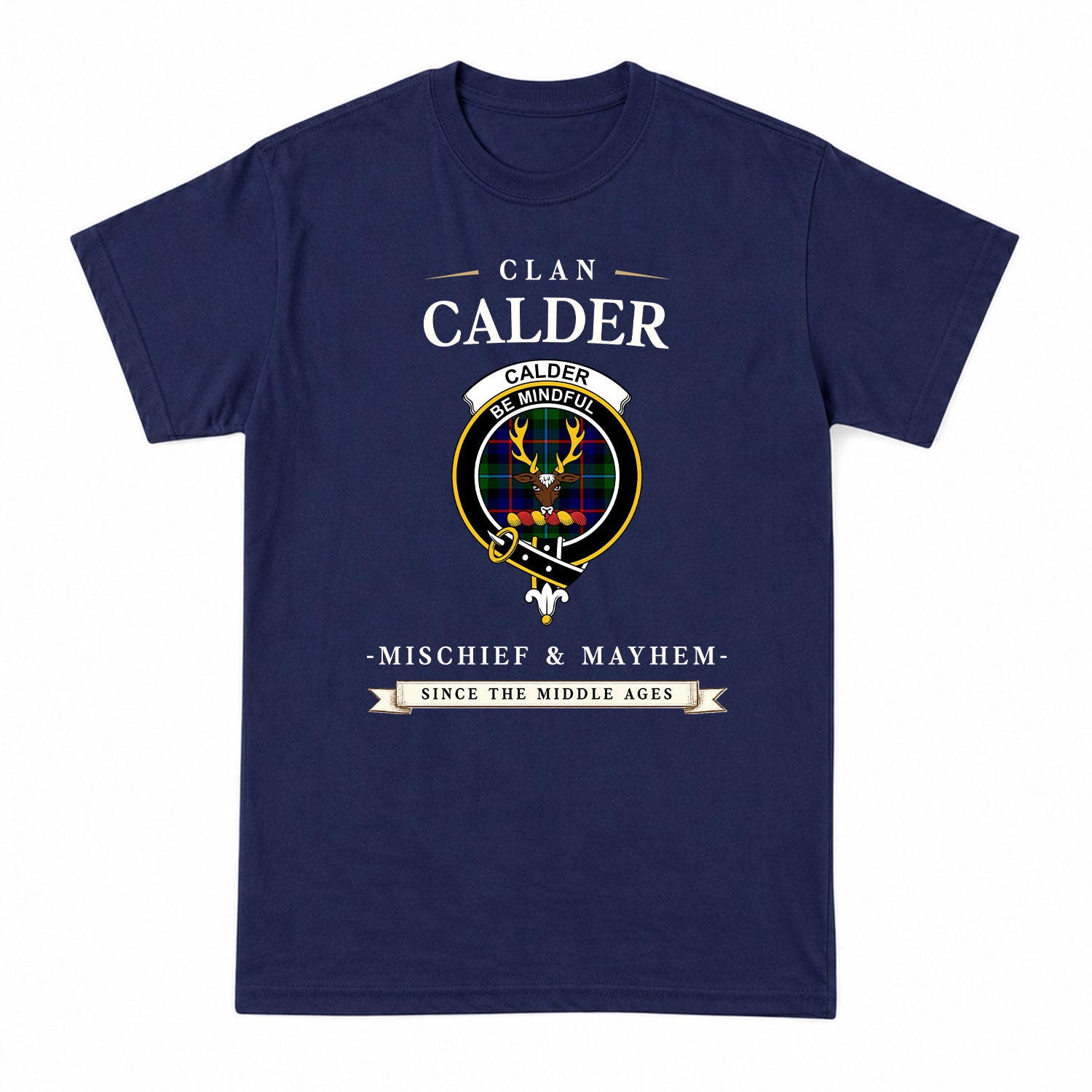 Calder Tartan Crest Mischief and Mayhem T-shirt