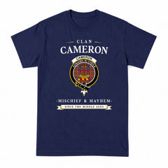 Cameron of Lochiel Ancient Tartan Crest Mischief and Mayhem T-shirt