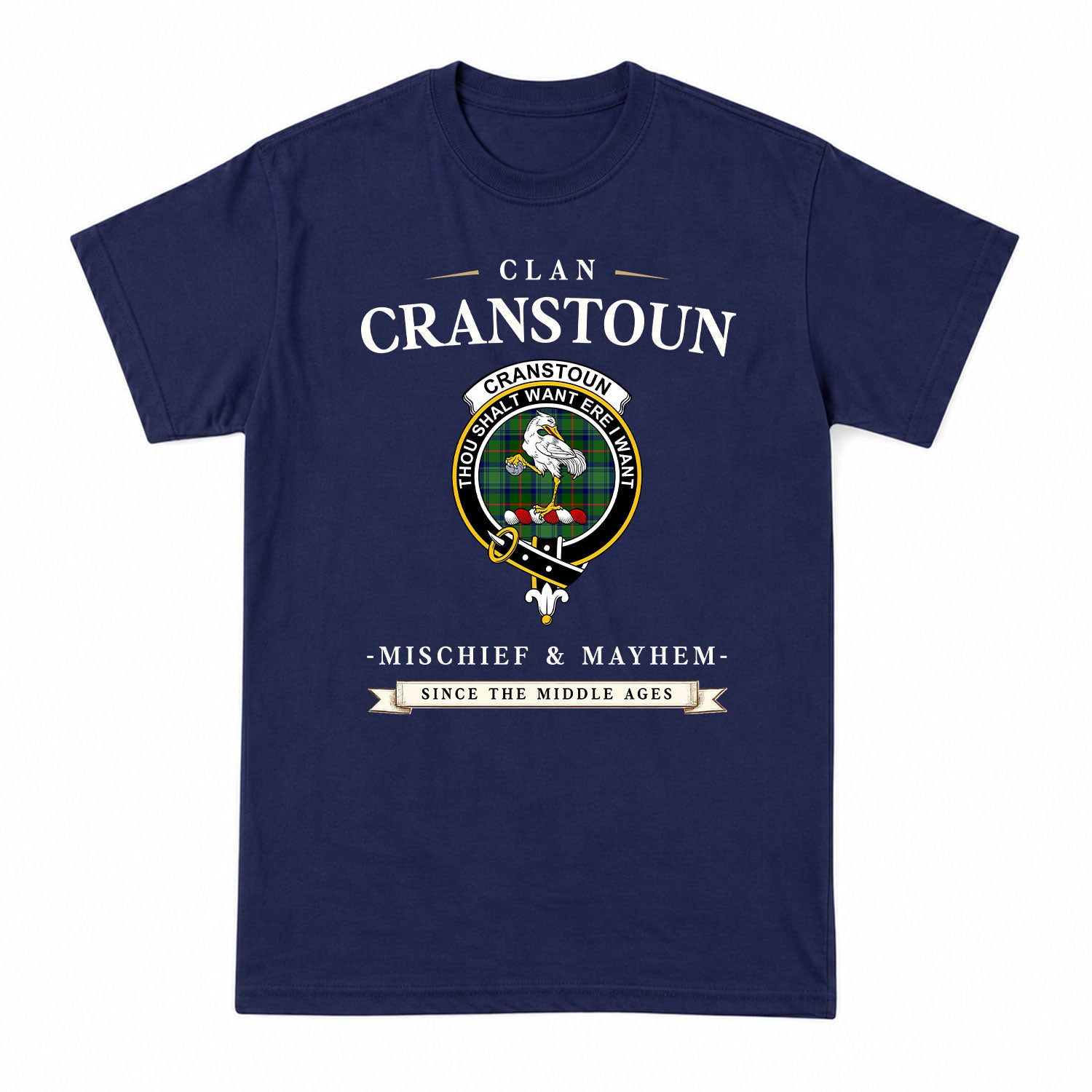 Cranstoun Tartan Crest Mischief and Mayhem T-shirt