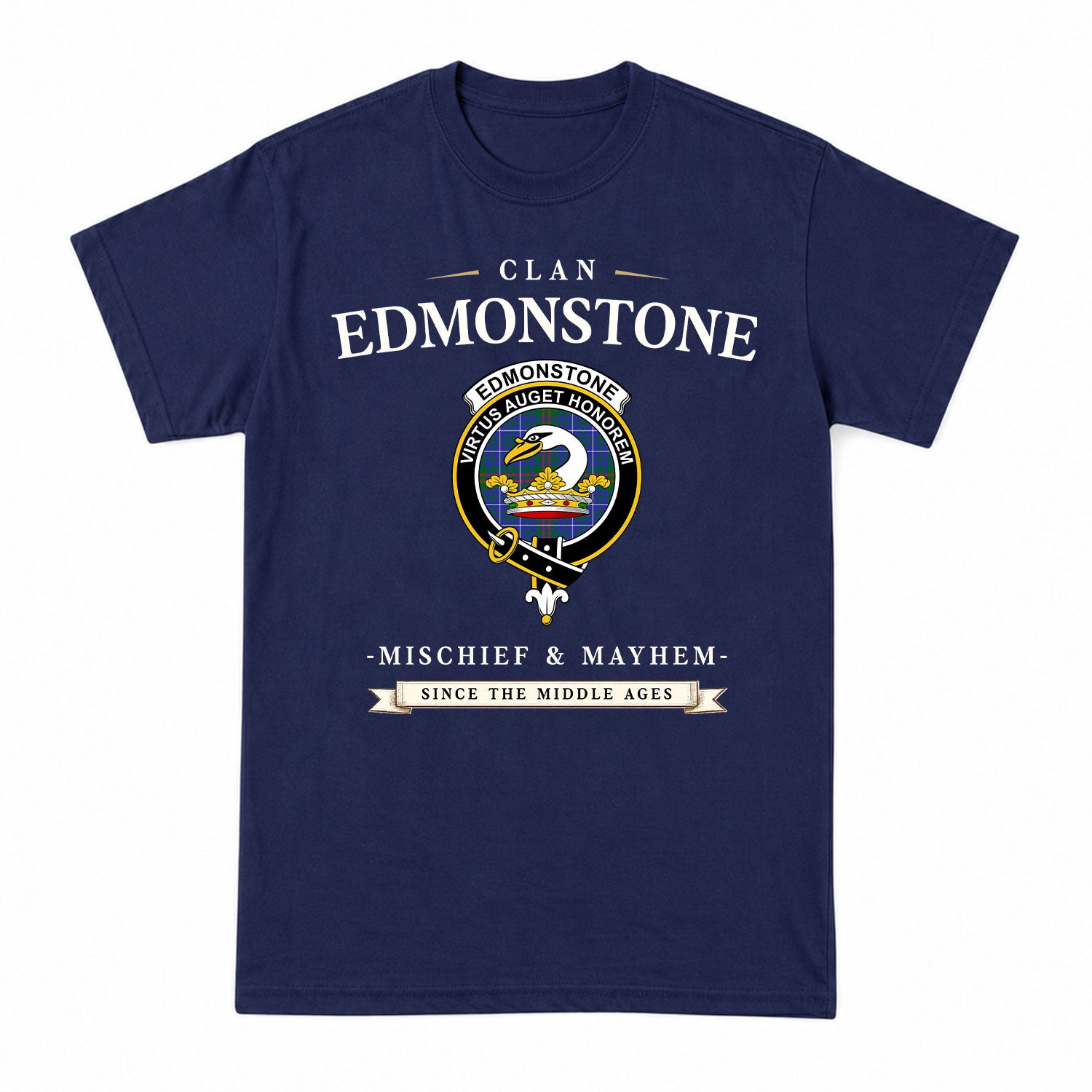 Edmonstone Tartan Crest Mischief and Mayhem T-shirt