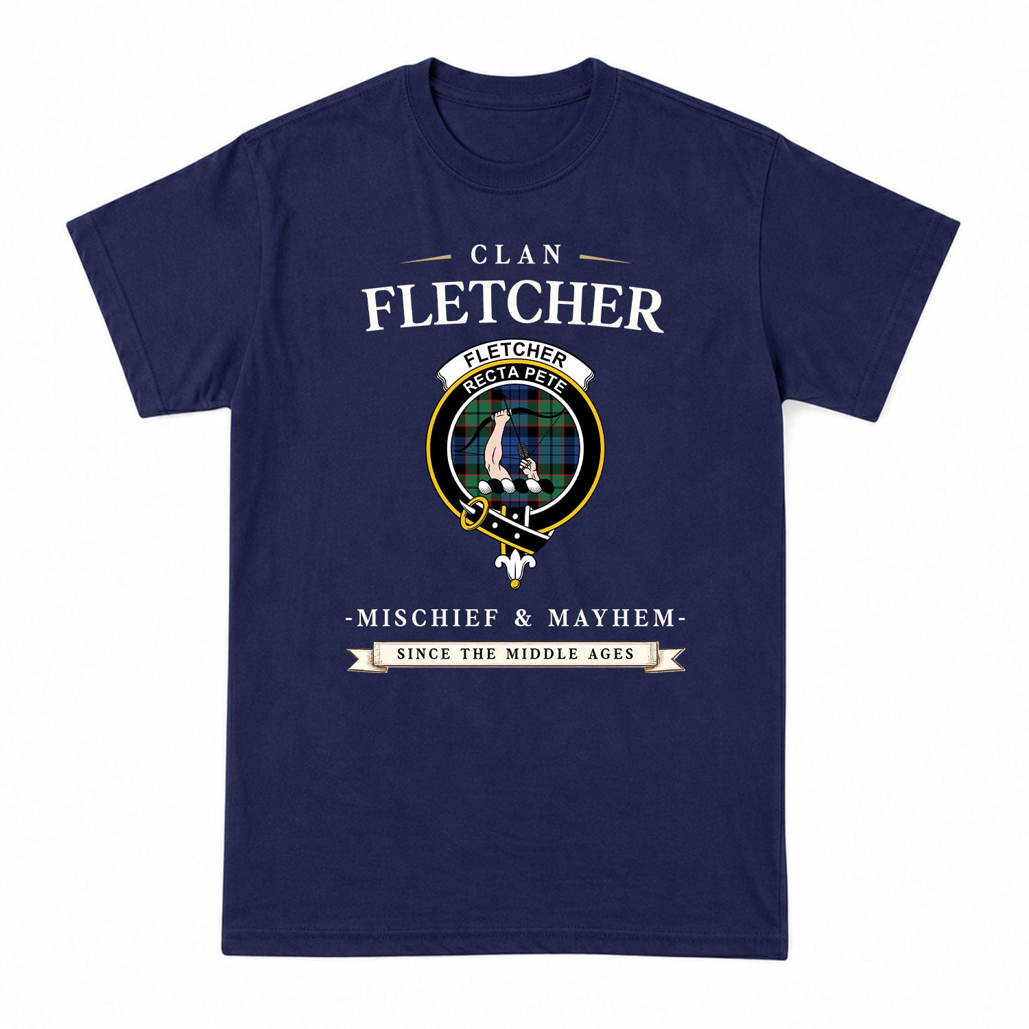 Fletcher Ancient Tartan Crest Mischief and Mayhem T-shirt