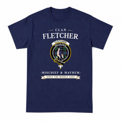 Fletcher Modern Tartan Crest Mischief and Mayhem T-shirt