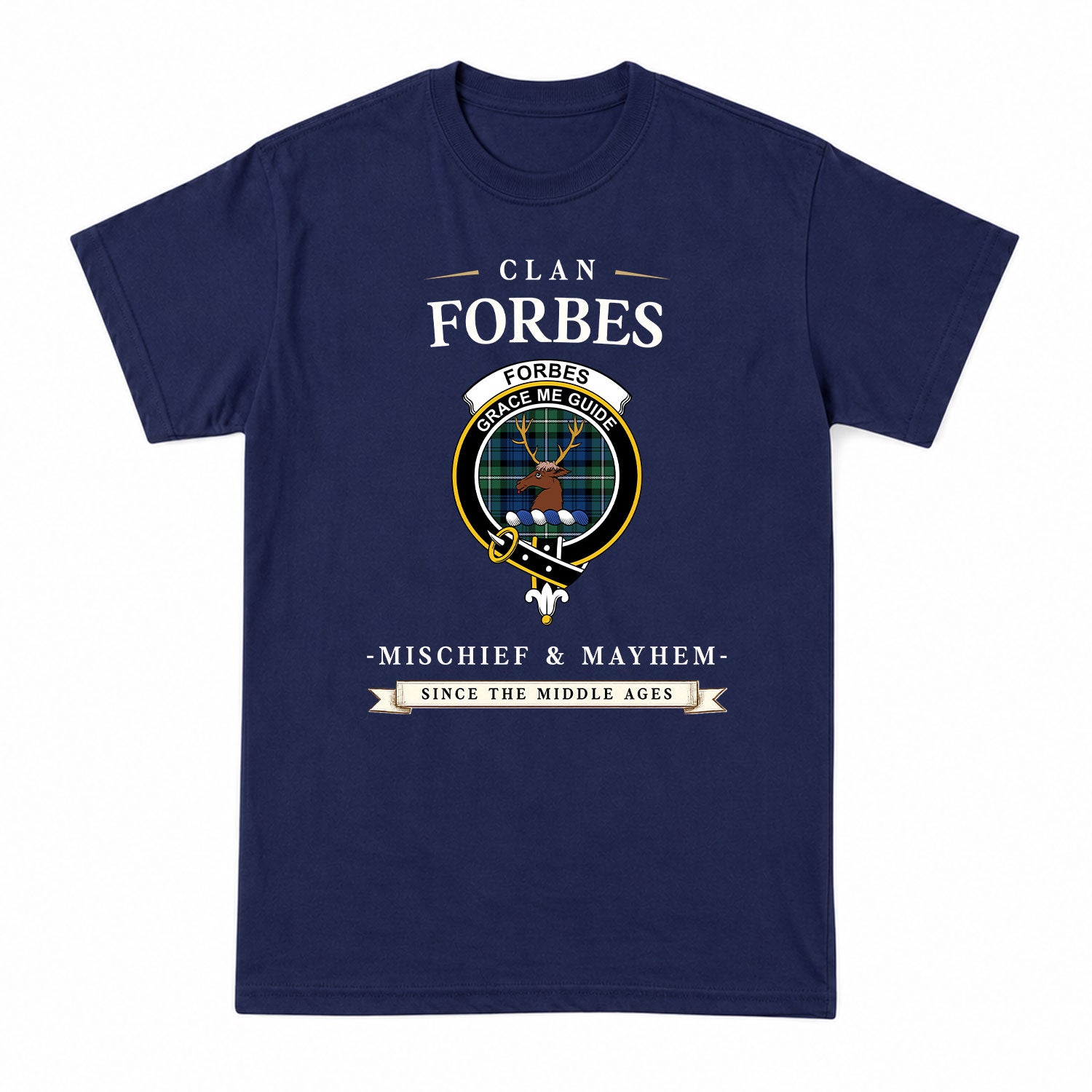 Forbes Ancient Tartan Crest Mischief and Mayhem T-shirt