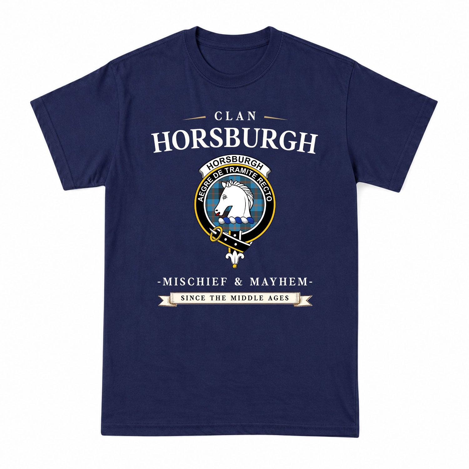 Horsburgh Tartan Crest Mischief and Mayhem T-shirt