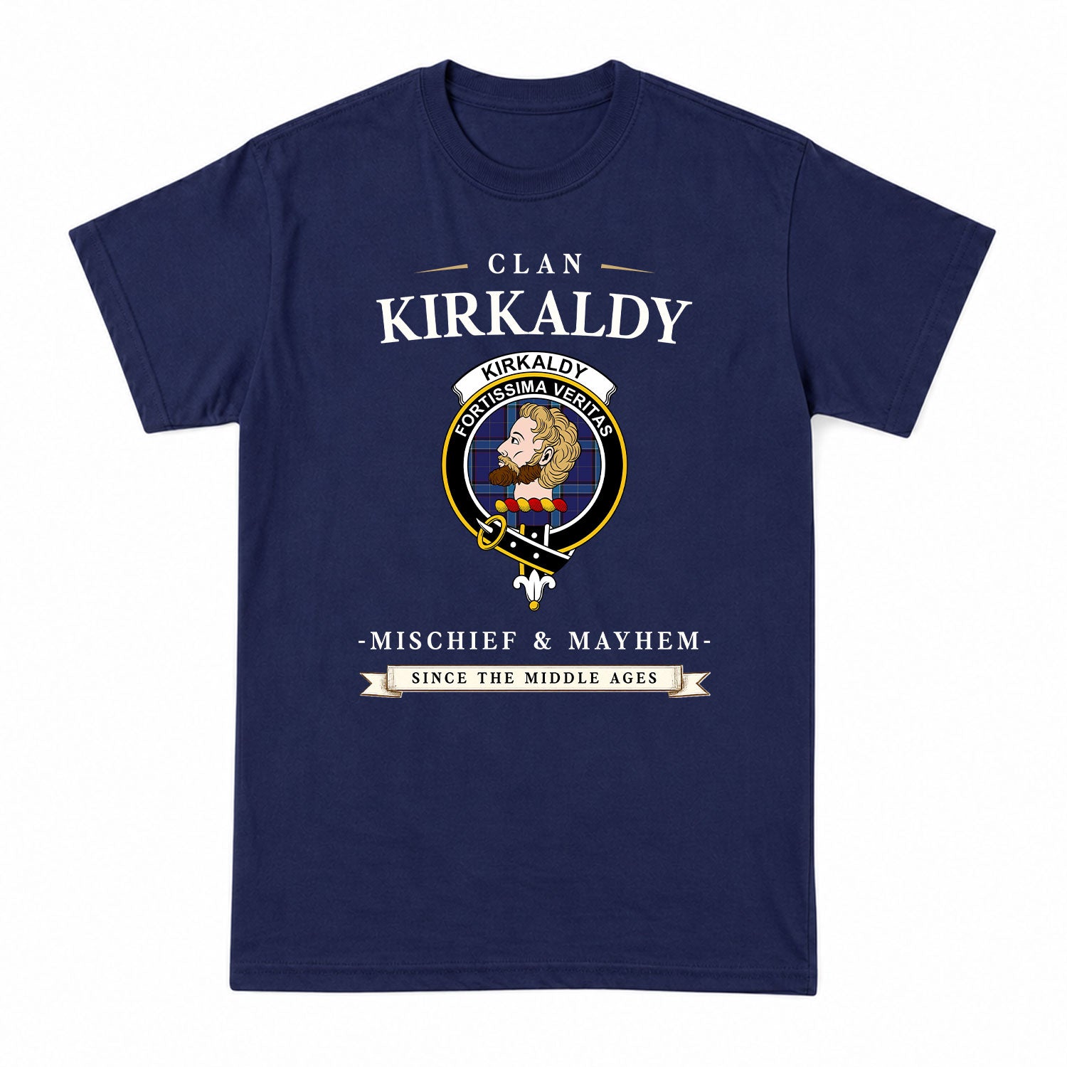 Kirkaldy Tartan Crest Mischief and Mayhem T-shirt