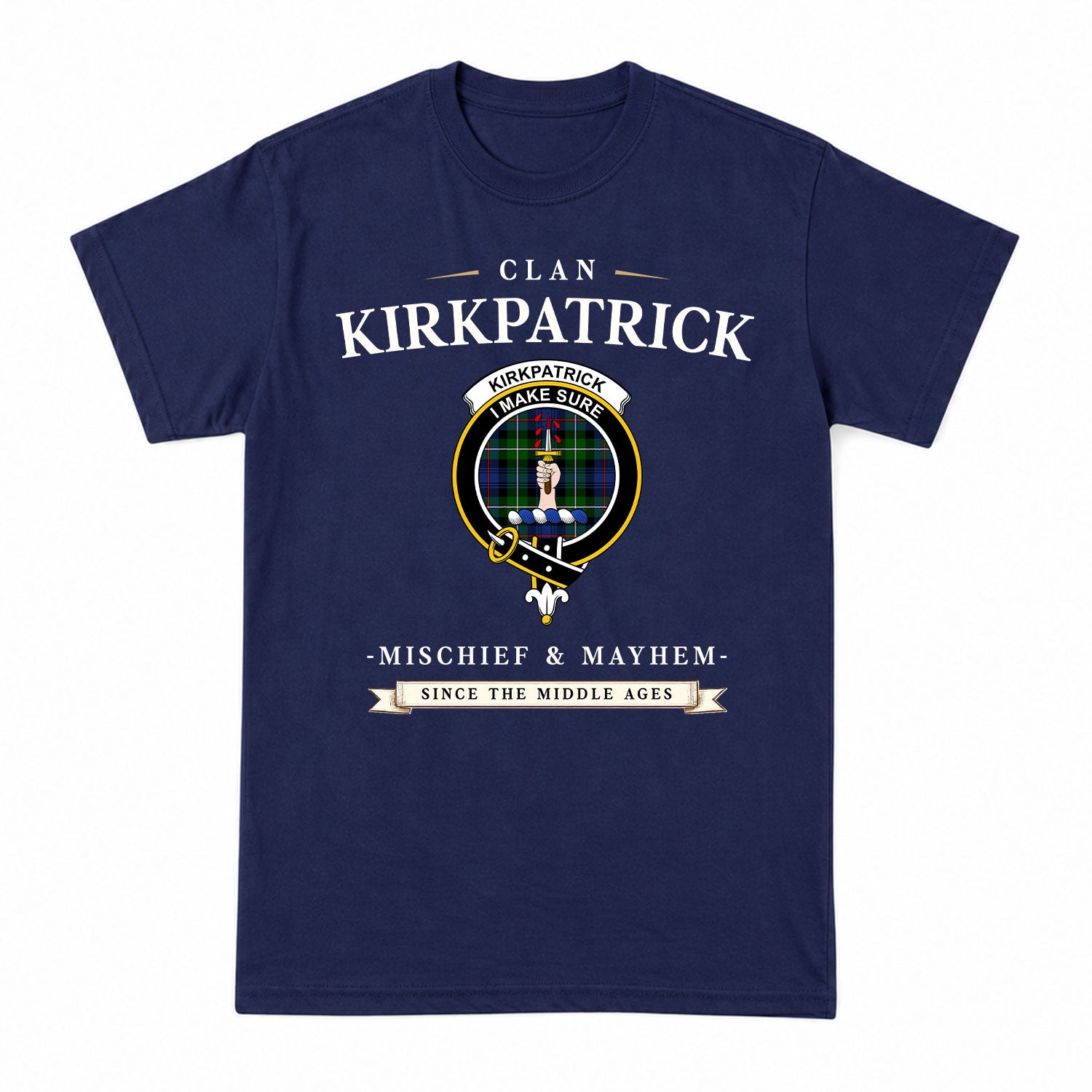 Kirkpatrick Tartan Crest Mischief and Mayhem T-shirt