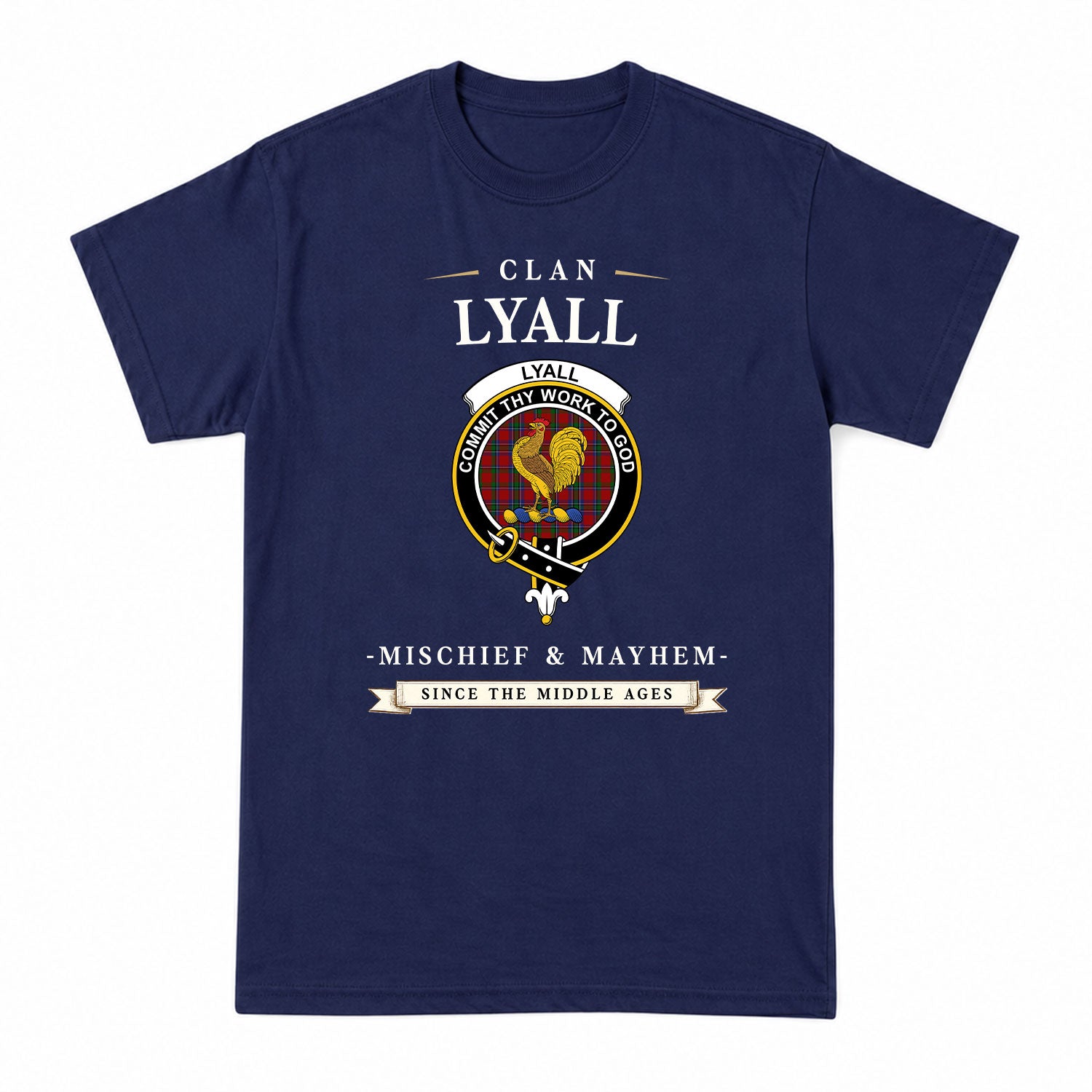 Lyall Tartan Crest Mischief and Mayhem T-shirt