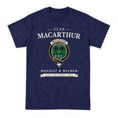 MacArthur Ancient Tartan Crest Mischief and Mayhem T-shirt
