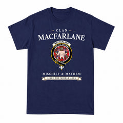 MacFarlane Modern Tartan Crest Mischief and Mayhem T-shirt