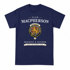 MacPherson Weathered Tartan Crest Mischief and Mayhem T-shirt