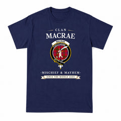 MacRae Modern Tartan Crest Mischief and Mayhem T-shirt