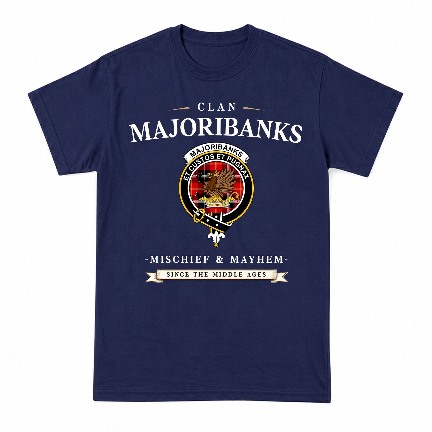 Majoribanks Tartan Crest Mischief and Mayhem T-shirt