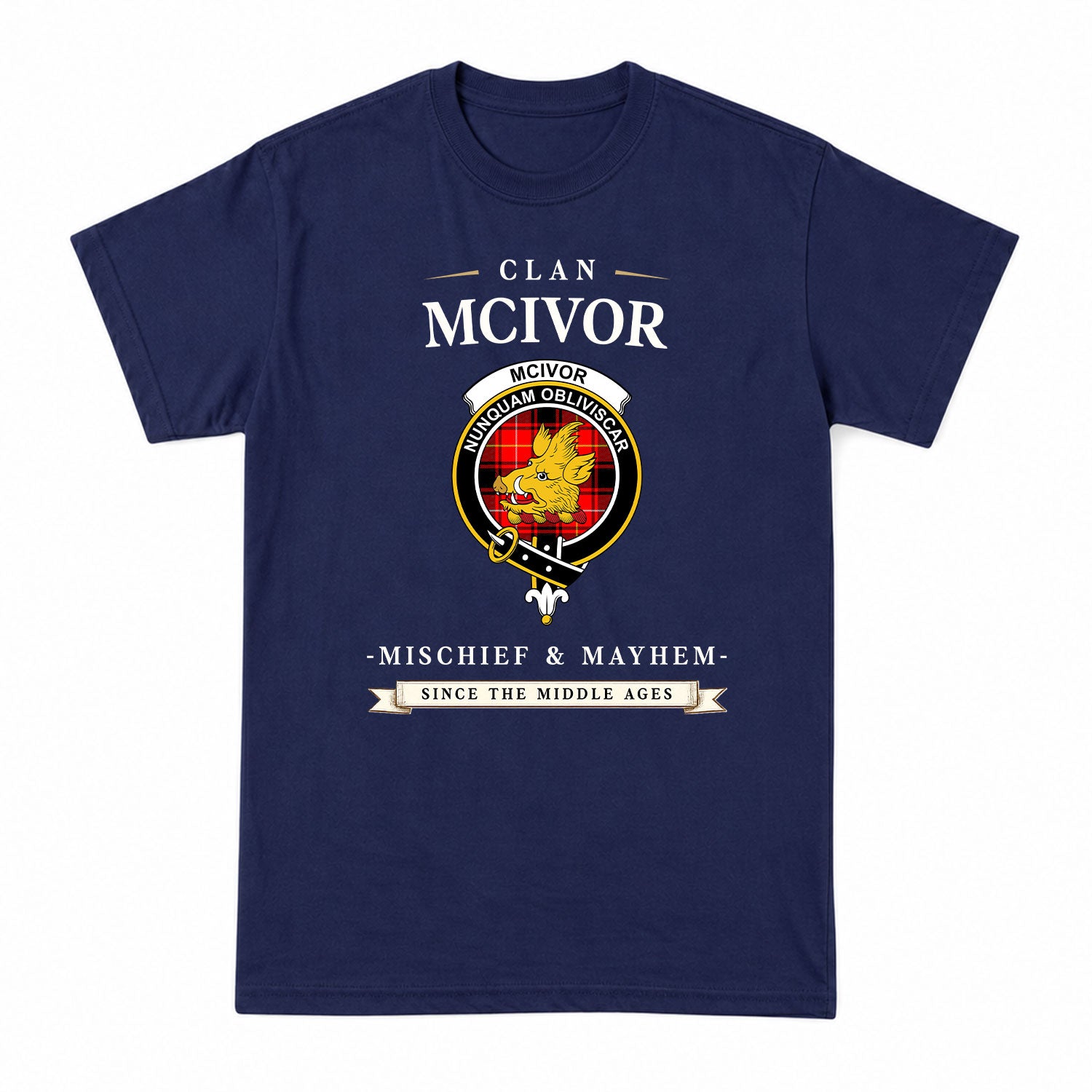 McIvor Tartan Crest Mischief and Mayhem T-shirt