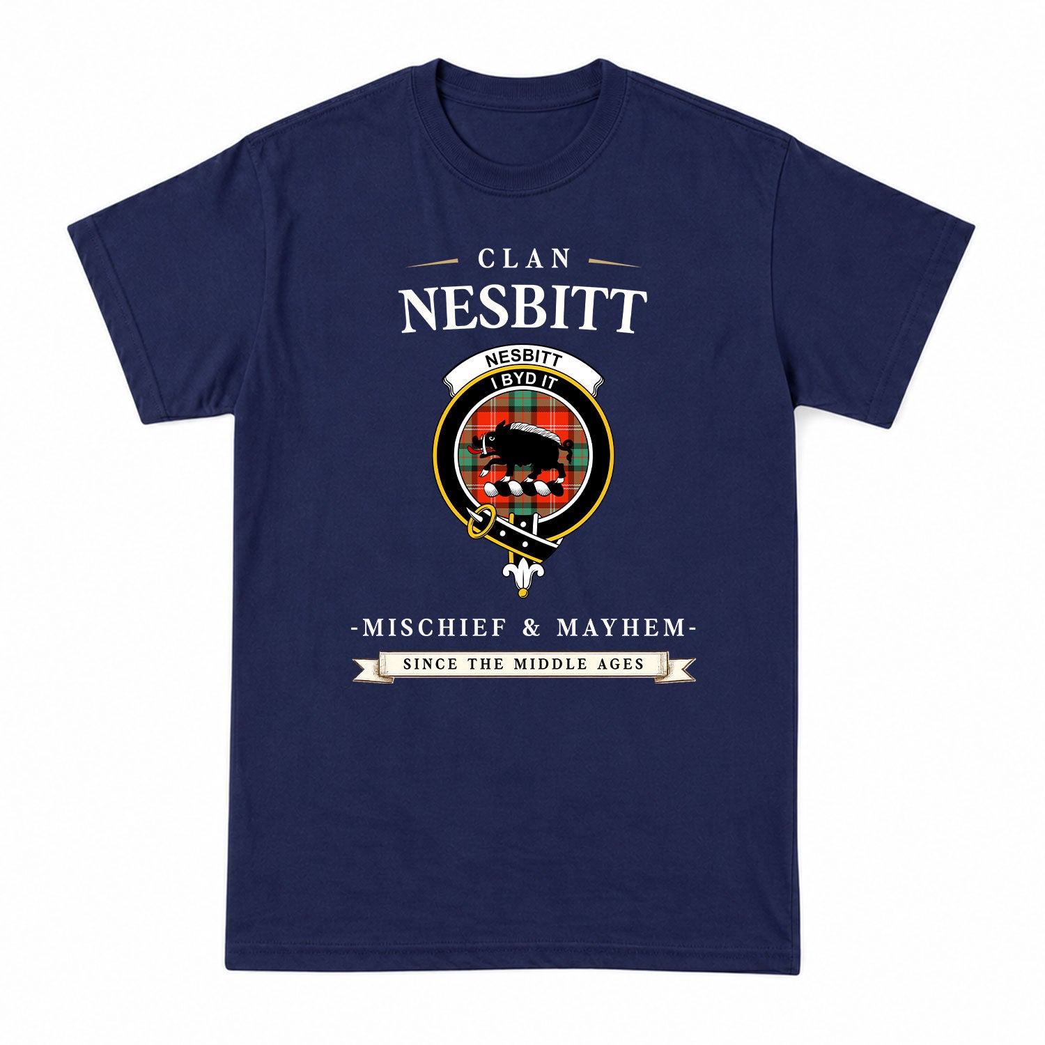 Nesbitt Ancient Tartan Crest Mischief and Mayhem T-shirt