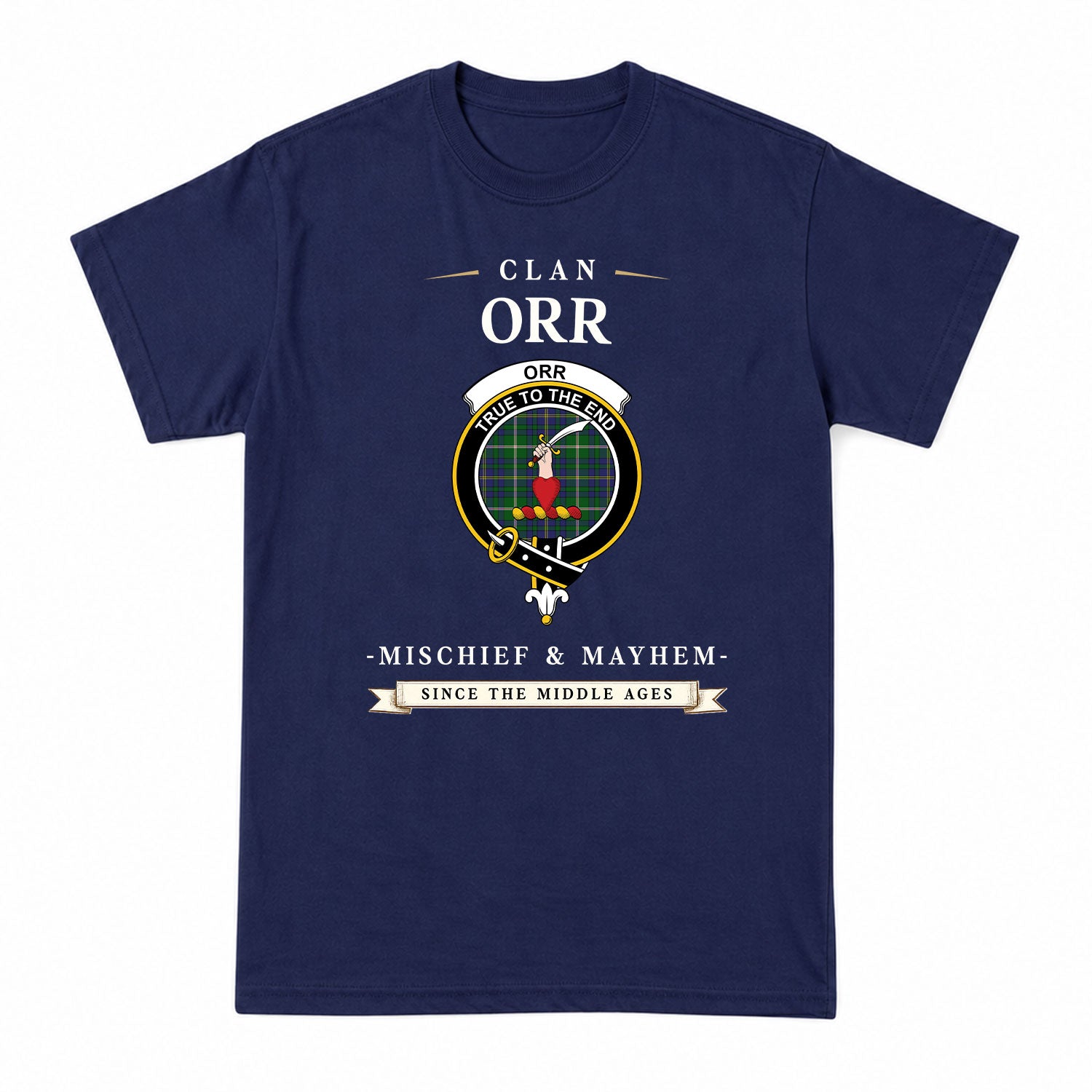 Orr Tartan Crest Mischief and Mayhem T-shirt