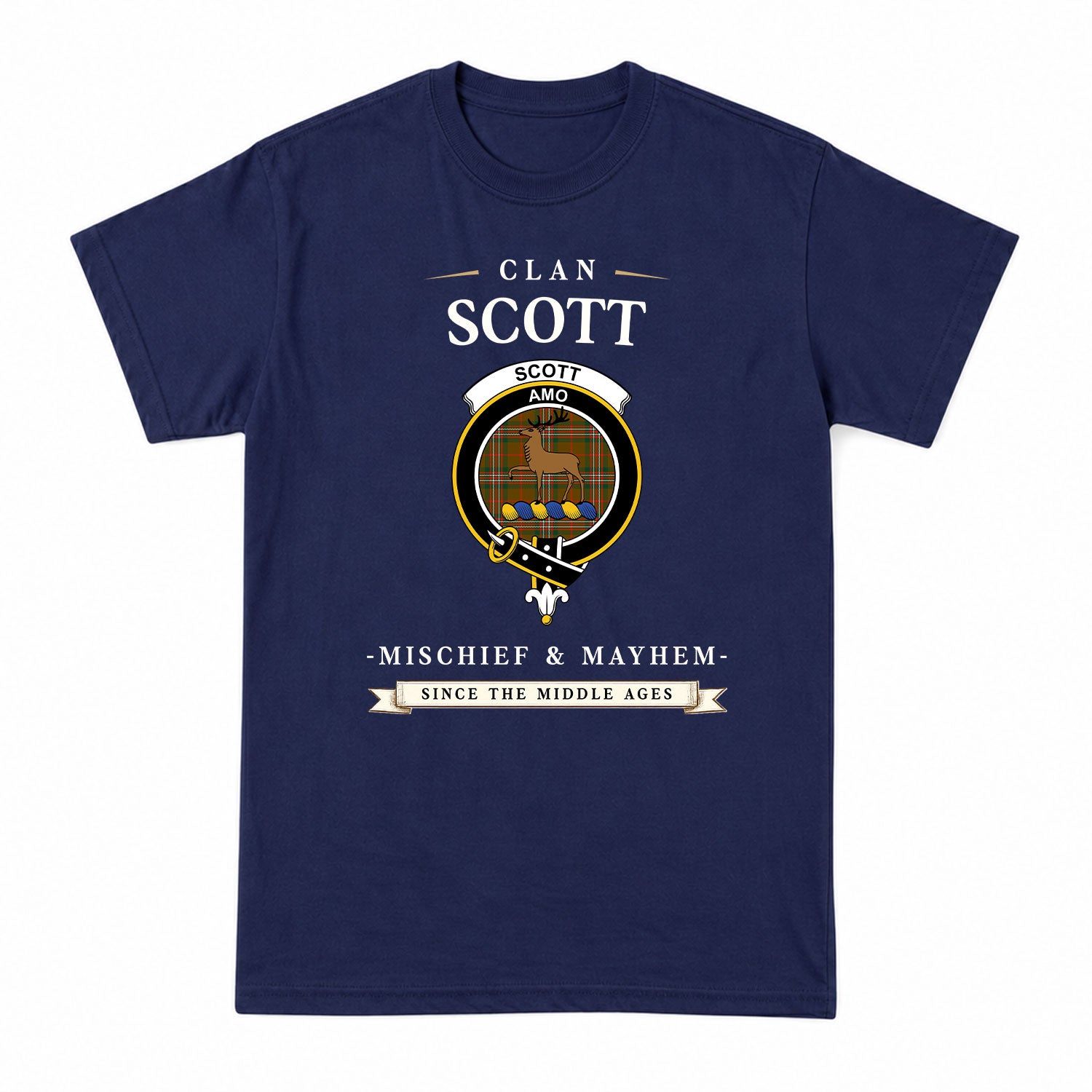 Scott Brown Modern Tartan Crest Mischief and Mayhem T-shirt